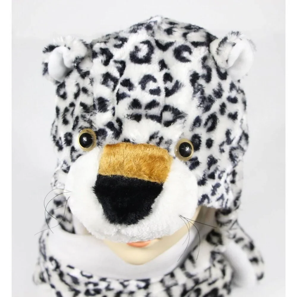 Kids White Leopard Animal Hat e Fits All Adults /Soft Warm Beanie Hat Imported